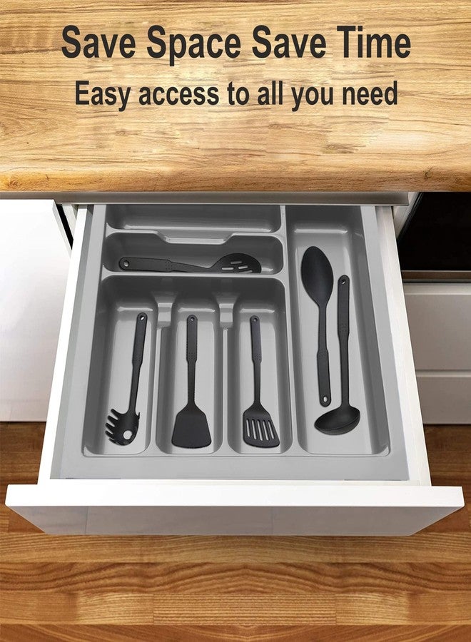 KEEPWELL Polyvinyl Chloride Cutlery Tray For Kitchen Drawer/Cosmetic Stationary Storage Organizer/Modular Basket And Trolley (Grey, 17X19 Inch) - Image 5